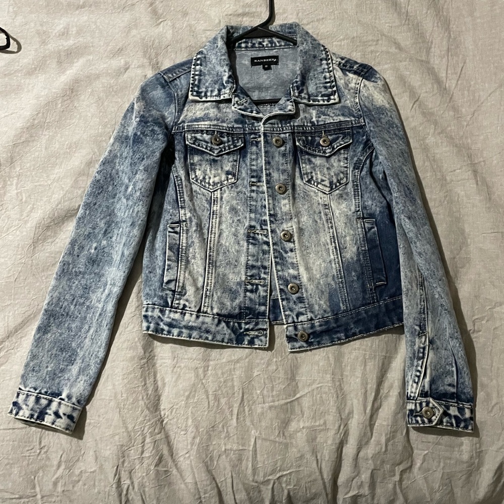 Multiple toned jean jacket.